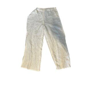 Et’Lois Women’s 100% Linen WHITE LAGENLOOK Pull On Pants Wide Leg Flowy XL
